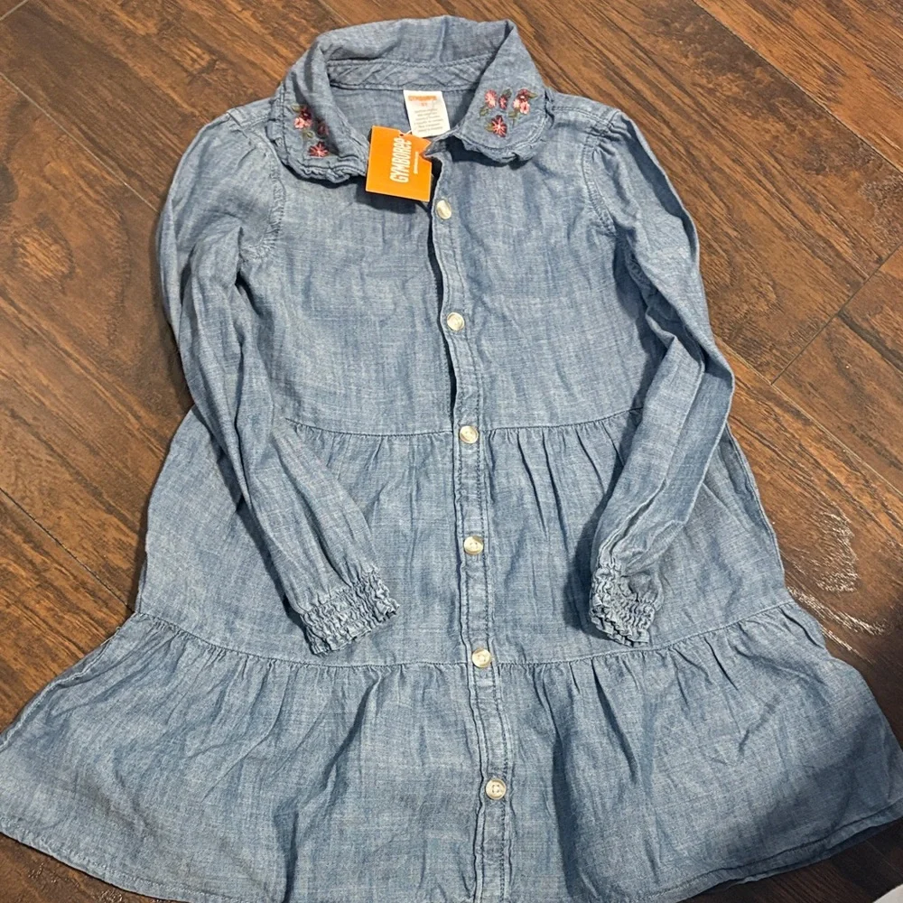 Gymboree Chambray Dress with Floral Embroidery